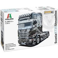 Italeri 3952S — 1:24 Scania R730 Streamline Show Truck, Modeļu gatavošana, Komplekts, Stāvu modeļu būvēšana, Amatniecība, Hobijs, Līmēšana, Plastmasas Komplekts, Detalizēts Unisex Adults, Melns