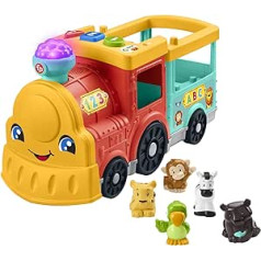 Fisher-Price Little People Big ABC dzīvnieku vilciens, stumjams rotaļu transportlīdzeklis ar gaismām, mūziku un viedajām skatuvēm Mācību saturs bērniem no 1 gadu vecuma