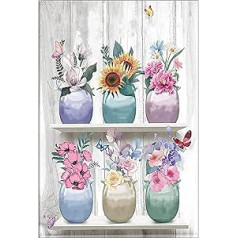 shixpiov Paint by Numbers Adult Flower DIY Oil Painting Canvas Set with 3 Brushes and Acrylic Pigment for Women Home Decoration Birthday Christmas Gift - 40 x 50 cm (without Frame)