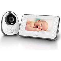 Alecto Baby Monitor with Camera and 5 Inch Screen - Baby Monitor with Talk Back Function and Night - Indoor Baby Monitor with Eco Mode - Includes Wall Mount - White/Grey