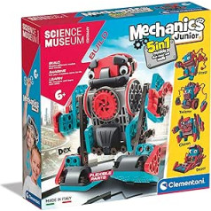 Clementoni 61360 Science&Play Mechanics Junior-Moving Robots-Building Set, Scientific, Gift for Kids Age 6, STEM Toys, English Version, Multicolour, 7.7 x 30 x 30 cm