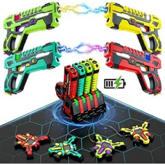 Rechargeable Laser Tag Set 4 - VATOS Laser Tag Guns with Set of 4 with Vests | Infrared Gun Set Game for Children Teenagers Adults Family Group Indoor Outdoor Garden Activity