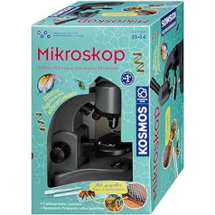 KOSMOS 636098 Mikroskopa eksperimentu kastīte bērniem, studentu mikroskops, mikroskops bērniem no 10 gadiem, dāvana bērniem, mikroskops Kosmos bērniem no 10 gadiem