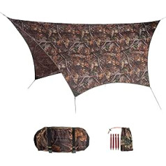 AMAZONAS Ultra-Light Traveller Tarp Forest 650 g Iepakojuma izmērs 25 x 10 cm Izpletņa zīda aizsardzība pret laikapstākļiem kamuflāžas izskatā Leaf Forest Look