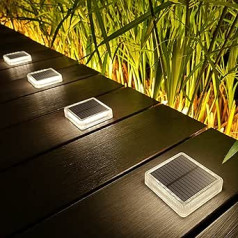 Lacasa Solar Floor Lights Outdoor, 30 lm, Pack of 4 Solar Lights for Outdoor, Natural White, 4000 K, IP68 Waterproof, Auto On/Off Solar Lamps, LED celiņa apgaismojums dārzam, zālienam, iekšpagalmam, piebraucamajam ceļam, laukumam