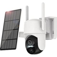 Ankway 2K āra novērošanas kamera, akumulatora WLAN ar saules paneli, bezvadu saules WLAN kamera ārpus telpām ar PIR, 3MP IR nakts redzamība, 2,4 GHz WiFi, 2 virzienu audio, IP66 laikapstākļu izturīgs