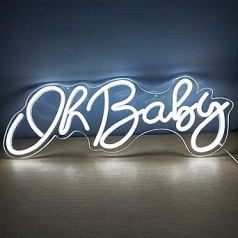Deco 55 x 23 cm Oh Baby Neon Sign Wedding Birthday Graduation Luminous Advertising for Wall Mount Art Decoration Light Sign (Oh Baby)