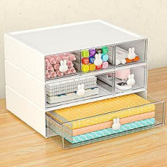 GoMaihe 3 Pieces Drawer Box Desk Organiser Drawers Drawer Box Stackable for Makeup/Jewellery/Office Supplies/Pens Organiser, Bedroom Bathroom Office Organiser System - Small