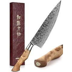 HEZHEN Profesionāls šefpavāra nazis 21 cm Damaskas tērauda virtuves nazis VG10 Augstas kvalitātes gatavošanas rīks no Gyuto Knife Master sērijas mājās, restorāns Sycamore rokturis no restorāna