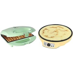 Bestron Brussels Waffle Iron in Retro Design, Waffle Maker for 2 Belgian Waffles, 700 W, Mint & Crepe Maker in Retro Design, Sweet Dreams, Non-Stick Coating, Diameter 30 cm, 1000 Watt, Yellow