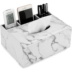 PU Leather Household Office Rectangular Large Tissue Box with Remote Control Storage Box - Elegant and Stylish Home Napkin Holder Desktop Tissue Paper Holder Desk Storage Organiser