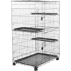 Amazon Basics Durable Flexible Large 3 Tier Cat Crate Black L91 x W57 x H129cm