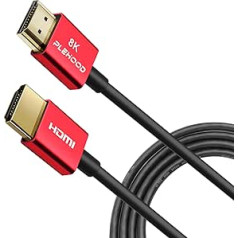 Plehood 8K HDMI 2.1 Cable 0.5 m, Slim HDMI to HDMI Cable 48 Gbps, Ultra Thin Cable, 8K @ 60Hz 4K @ 120Hz, Dynamic HDR, eARC, Dolby Vision, Compatible with GH5S, NS, 8KUHD TV, PS5, Xbox One, 0.5 m (1.6 ft)