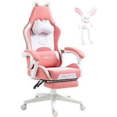 Dowinx Gaming Chair - Cute Cat Edition - Ergonomic Computer Chair with High Back and Lumbar Support, PU Leather, Footrest, Pink