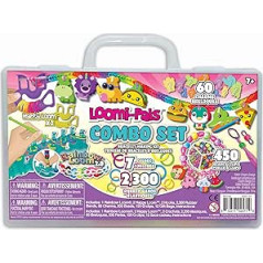 Bandai Rainbow Loom Combo Set - Bracelet Making - Weaving Frame with 2300 Rubber Bands - Charms and Beads - CD00102