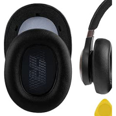 Geekria QuickFit Protein Leather Replacement Ear Pads for JBL Live 650 BTNC, Lifestyle E65BTNC, Duet NC, Live 660 NC Headphones, Ear Pads, Ear Cups Repair Parts (Black)