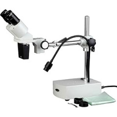 Genwj AmScope SE400-LED 10X Binocular LED Stereo Microscope Boom Arm with Gooseneck Light