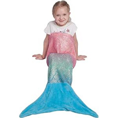 Softan Mermaid Sega bērniem Flaneļa Fleece Mīksta Bērnu Mermaid Sega Meiteņu Mermaid Miega sega ar Rainbow Ombre Glitter Fish Scale Design, 43 x 100 cm