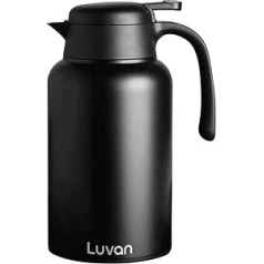 Luvan 2L Black Thermos Flask 304 Stainless Steel Double Wall Vacuum Insulated Coffee Pot Coffee Thermos, Coffee Plunger, Juice/Milk/Tea Insulation Pot