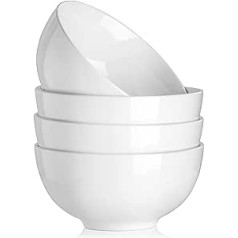 Malacasa Regulāra sērija, komplekts 4 7 collas / 18 x 18 x 9 / 1250 ml, krēmbalta porcelāna bļoda, salātu bļoda, graudaugu bļoda, zupas bļoda, makaronu bļoda.