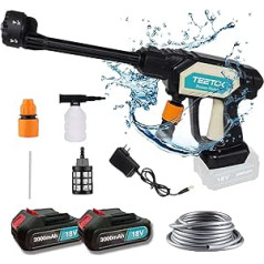 Battery Pressure Washer with 6-in-1 Multi-Spray Nozzle, 18 V Mobile Pressure Washer, 45 Bar with 5 m Hose, Foam Jug, for Car Washing, Carpet Cleaning, Watering (Upgrade Pressure Washer)