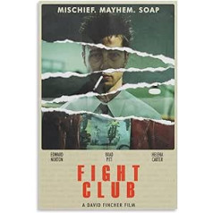 HAPPOW Vintage filmu plakāts Fight Club Plakāts Dekoratīvā glezna Audekls Sienas mākslas dekors mājas guļamistabas dekorēšanai Plakāts 60x90cm