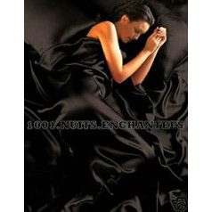 6 tlg. schwarz Satin Luxus 180x200 cm Bettwäsche Spannbetttuch Kissenbezüge Bettbezug 220x260 cm