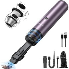 Chuboor Mini Vacuum Cleaner, Battery, Handheld Vacuum Cleaner, Strong Power, 70 W, Quiet and Comfortable with Hepa, Effective Filter, Running Time, 30 Minutes, Rechargeable, USB for Home/Car/Pet Hair