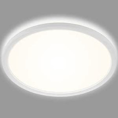 BRILONER Leuchten LED vannas istabas griestu gaisma ar fona apgaismojumu, IP44 LED vannas istabas lampa, īpaši plakana, neitrāla balta gaisma, balta, 290 x 35 mm (DxH)