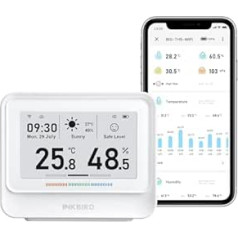 INKBIRD IBS-TH5 WiFi Thermometer Hygrometer with Real Time Weather and Forecast, Electronic Ink Display, App Control, Alarm Notification, for Home, Office, Baby Room, Greenhouse