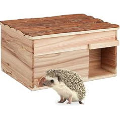 Relaxdays Hedgehog House, Koks, Hedgehog Hotel ar grīdu, Drošs kaķim, Ziemas kvartāls Hedgehog Garden, HBT: 21 x 40 x 30 cm, Dabisks