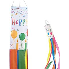 Madrona Brands Happy Birthday Celebration vējsoma – langlebige Outdoor-Dekoration 121 cm