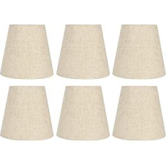 6 Pieces Linen Small Lampshade, E14 Fabric Barrel Lampshade, Replacement Vintage Beige Chandelier Lampshade, Handmade Floor Light Shade, Lampshades for Clip-On for Bedroom, Living Room