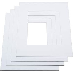 LIVINGTREE® 5 x White Mounts (Outer Size: 40 x 50 cm / Inner Size: 30 x 40 cm) for Photos and Picture Frames 1.4 mm Thick, Museum Quality, 45° Cut Edge, Made in Germany