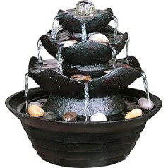 dobar® Design Table Fountain 96410e - Indoor Fountain Three-Level in Stone Look - Small Fountain - Decorative Water Feature for Living Room / Office / Indoor - Decorative Fountain - 22.2 x 22.2 x 20.6