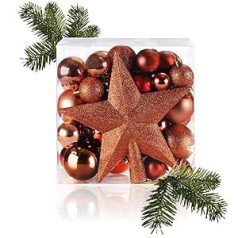 com-four® 51 x Christmas Baubles, Shatterproof Plastic Christmas Tree Decorations for Christmas Tree with Pendant