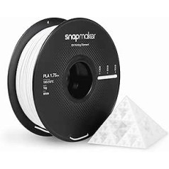 Snapmaker PLA 3D printera pavediens 1,75 mm, 1 kg spole (2,2 mārciņas) — izmēru precizitāte +/- 0,03 mm, piemērots lielākajai daļai FDM printeru (balts)