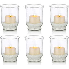 Stikla votive svečturis, iepakojums ar 6 Hurricane Tea Light svečturi lielapjomā, Kāzu centrālie elementi pieņemšanas galdiem kāzu piedāvājumam, dzimšanas diena, meditācija, ballītes