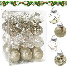 TOPJOWGA Christmas Baubles, Pack of 24 6 cm Christmas Tree Baubles, Christmas Tree Baubles Decorations, Christmas Tree Decorations, Christmas Tree Decorations Balls