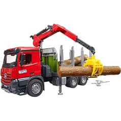 bruder 03669 MB Arocs Wood Transport Truck with Loading Crane, Gripper & 3 Tree Trunks - 1:16 Vehicles, Wood Transporter, Retractor, Toy from 4 Years