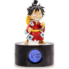 Teknofun - Alarm Clock One Piece - Luffy in Kimono - Illuminated Retro Screen - Digital Display - Programmable Alarm - LED Light - 3 x AAA Not Included - For Children, Collectors