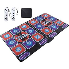 KIMISS Music Dance Pad, Exercise Foldable Early Education Dance Mat Dance Factory Double Player Baile Just Mat Electronic Mat for Living Room with AV Cable