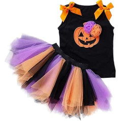 FANCYINN Baby Girl Pumpkin Skeleton Tutu Dress Baby Girl My 1st Halloween Costume Outfit 2pcs