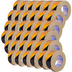 Adhes Reflective Hazard Tape, Highly Visible Tape, Safety Warning Tape, Black/Yellow, Waterproof Tape, for Outdoor Use, Trailers, Boats, Stairs, 50 mm x 45.7 m, 36 Rolls