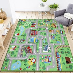 Capslpad Children's Play Mat 150 x 200 cm Extra Large City Life Rug Car Racing Mat Education Traffic Road Rug Game Rug for Playroom Baby Toddler Boy Children's Room Bedroom