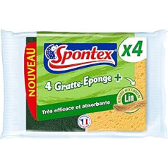 Spontex zaļās linšķiedras tīrīšanas spilventiņi - 2 iepakojumi pa 4 sūkļiem - iepakojumā 8