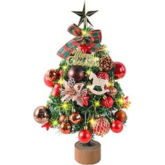 KAMEUN mākslīgā Ziemassvētku eglīte ar apgaismojumu, mini mākslīgā Ziemassvētku eglīte, liesmu slāpējoša PVC Ziemassvētku eglīte ar ornamentiem, iekštelpu mākslīgā dekorācijas egle