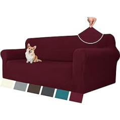 YSTELLAA elastīgs dīvāna pārvalks 3 vietīgs, dīvāna aizsargs, neslīdošs ar roku balstu, universāls žakarda dīvāna pārvalks, biezs dīvāna pārvalks suņiem, kaķiem un mājdzīvniekiem, mazgājams dīvāna pārvalks, sarkans