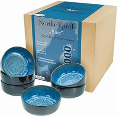 CreaTable, 21553 Nordic Fjord Blue 6-Piece Crockery Set, Cereal Bowls Set Made of Stoneware