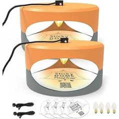 ASPECTEK - Trapest Sticky Dome Flea Bed Bug Trap with 2 Glue Discs. Odorless Cleaner and Flea Killer Trap Pad (Flea Trap) (2 Flea Trap Orange and Light Grey)